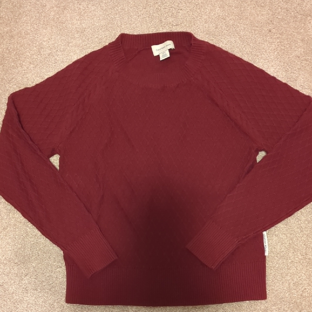 Calvin Klein Jeans Maroon Textured Sweater